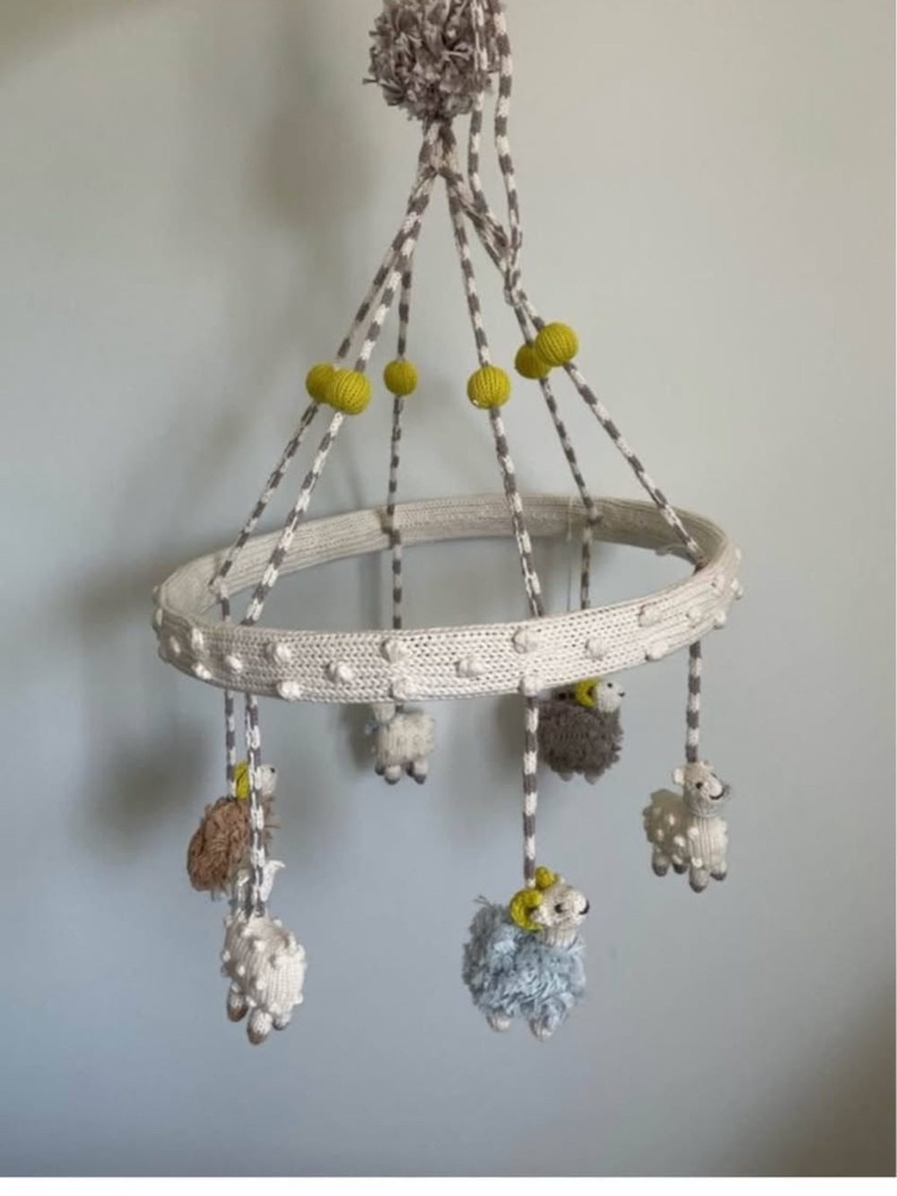 New Hanna Andersson Cream and Yellow Knitted Lamb Mobile